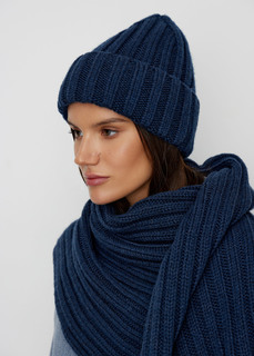 Шапка из шерсти объемная NICEONE [Синий, One size]