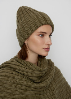 Шапка из шерсти объемная NICEONE [Хаки, One size]