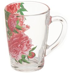Кружка стекло, 300 мл, Пионы, Декостек, 334-Д