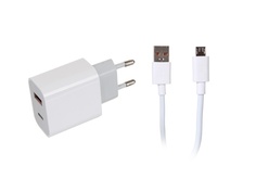 Зарядное устройство mObility NQC-13 2xUSB + кабель MicroUSB White УТ000032787