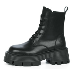 Ботинки Черные ботинки из кожи на подкладке из натуральной шерсти на тракторной подошве Respect