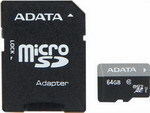 Карта памяти ADATA microSDXC Class 10 64 GB + SD adapter (AUSDX 64 GUICL 10-RA1)