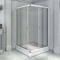 Душевой уголок Радомир 1-03-1-2-0-1231 100х110х196, стекло прозрачное, поддон, профиль белый, левый