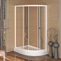 Душевой уголок Радомир 1-03-1-1-0-0080 120х80х196, стекло прозрачное, поддон, профиль белый, левый