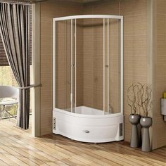 Душевой уголок Радомир 1-03-1-1-0-0091 120х80х227, стекло матовое, поддон высокий, профиль белый, левый