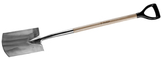 Лопата Зубр Профессионал 4-39415 штыковая прямоугольная из нержавеющей стали, деревянный черенок