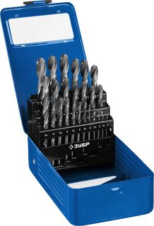 Набор сверл по металлу Зубр Профессионал 29621-H25 ПРОФ-В 25шт(1-13мм), сталь Р6М5, класс В