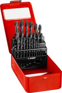 Набор сверл по металлу Зубр Мастер 29605-H25 сталь Р4М2, класс В, мет.бокс, 25шт(1-13мм)