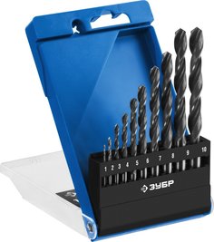 Набор сверл по металлу Зубр Профессионал 29621-H10 ПРОФ-В 10шт(1-10мм), сталь Р6М5, класс В