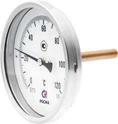 Термометр Росма БТ-51.211 D 100 мм, 0-160*C, L-250 мм, 1/2&quot; НР аксиальный/осевой