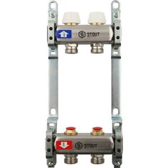 Коллекторная группа 2 выхода 1&quot;-3/4&quot; без расходомера (2кронш.) нерж.сталь Stout
