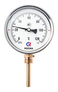 Термометр Росма БТ-32.211 D 63 мм, 0-100*C, L-100 мм, 1/2&quot; НР радиальный