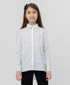 Белая рубашка с удлиненной спинкой Button Blue