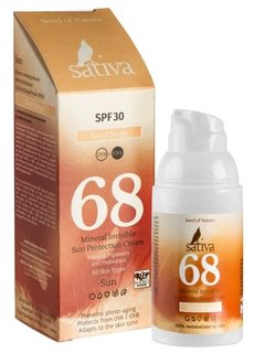 Крем солнцезащитный с тонирующим эффектом Sativa "№68 Sand Beige SPF 30", 30 мл