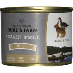 Корм для собак DUKES FARM Grain Free беззерновой кролик, утка, клюква, шпинат 200г