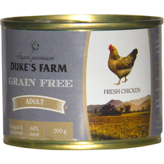 Корм для собак DUKES FARM Grain Free беззерновой курица, клюква, шпинат 200г