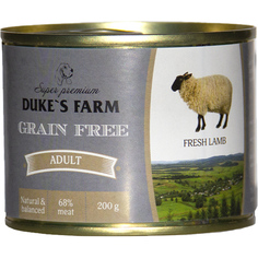 Корм для собак DUKES FARM Grain Free беззерновой ягненок, клюква, шпинат 200г