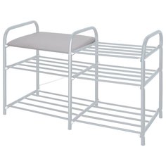Полка для обуви, металл, 3 секции, 79х33х50 см, с сиденьем, серая, Nika, ЭТЛ3/С