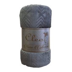 Плед 1.5-спальный, 150х200 см, велсофт, 100% полиэстер, Cleo, Palermo, сталь, 150/011-PAL/L