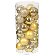 Елочный шар 24 шт, золото, 4 см, пластик, SYCB17-634-2/SYQD-0119148