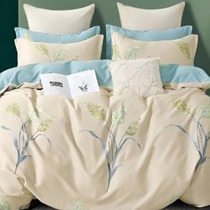 Постельное белье евростандарт, простыня 200х220 см, 2 наволочки 70х70 см, пододеяльник 200х220 см, Адель, поплин, Ячмень