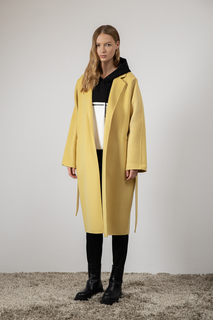 Пальто прямого силуэта на запах с поясом VASSA&Co