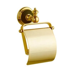 Держатель для туалетной бумаги Boheme Nero Palazzo золотой с крышкой 13,5х13,5х18 см