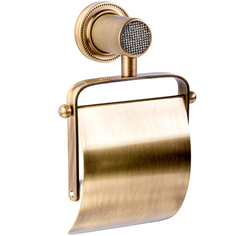 Держатель для туалетной бумаги Boheme Royal Cristal бронзовый с крышкой 13,5х6х19 см (10921-BR-B)