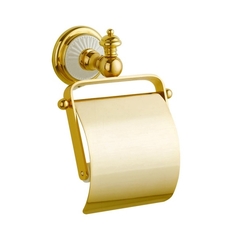Держатель для туалетной бумаги Boheme Bianco Palazzo золотой с крышкой 13,5х13,5х18 см