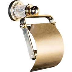 Держатель для туалетной бумаги Boheme Murano Cristal золотой с крышкой 13х13,5х16 см