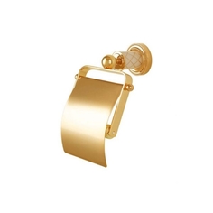 Держатель для туалетной бумаги Boheme Murano золотой с крышкой 13х13,5х16 см
