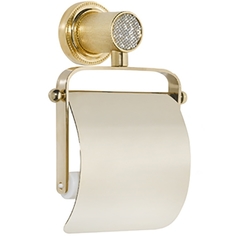 Держатель для туалетной бумаги Boheme Royal Cristal золотой с крышкой 13,5х6х19 см