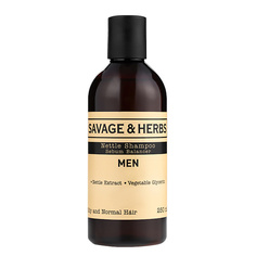 SAVAGE&HERBS Мужской травяной регулирующий шампунь для жирных волос из крапивы