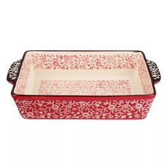 Форма для выпечки и сервировки керам, 31*19,5*7 см, прямоуг, с ручками, Millimi, красный, 826-341