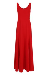 Однотонное платье-макси с круглым вырезом и контрастными пуговицами Ralph Lauren
