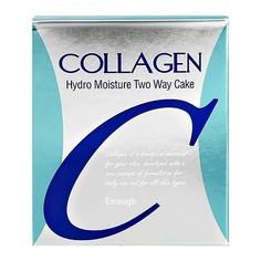 Пудры ENOUGH Пудра компактная для лица COLLAGEN HYDRO MOISTURE TWO-WAY CAKE SPF25 PA++ со сменным блоком