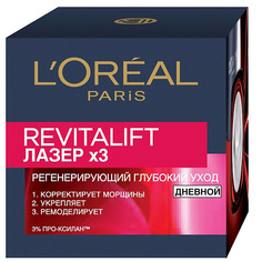 Уход за лицом LORÉAL PARIS Дневной антивозрастной крем "Ревиталифт Лазер х3"против морщин для лица L'Oreal