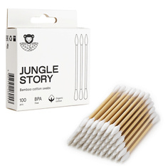 Ватные палочки JUNGLE STORY Бамбуковые ватные палочки для снятия макияжа белого цвета 100