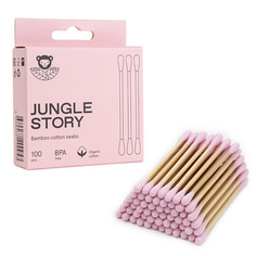 Ватные палочки JUNGLE STORY Бамбуковые ватные палочки с органическим розовым хлопком 100.0