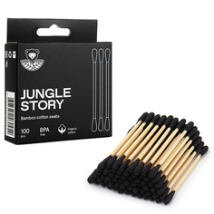 JUNGLE STORY Бамбуковые Ватные палочки с органическим Черным хлопком 100