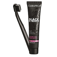 Зубная щетка CURAPROX Зубная паста Black Is White + зубная щетка Ultra Soft черная