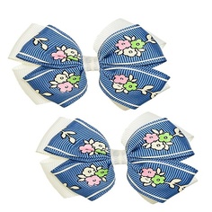 BABYS JOY Бант на резинке синий/белый цветы