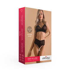 Белье эротическое LE FRIVOLE Элитные высокие трусики с доступом, жемчугом и кружевными вставками Easy to love