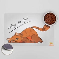 Коврик для животных ПИЖОН Коврик под миску Waiting for food, с нескользящим основанием