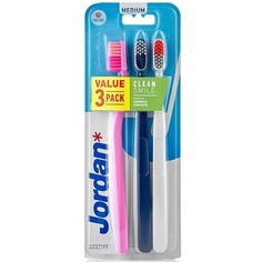 Зубная щетка JORDAN* Набор зубных щеток Jordan Clean Smile Medium 3 шт, средняя жесткость.