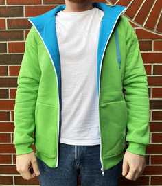 Худи с синим подкладом Зеленое (2XL) Guru