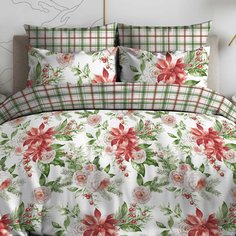 Постельное белье 1.5-сп, пр150х214, 2н70х70, п145х215, Василиса, бязь, Пуансетия, 70852/1