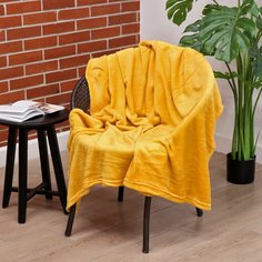 Плед 1.5-спальный, 130х160 см, микрофибра, 100% полиэстер, Silvano, желтый, TB1316-58