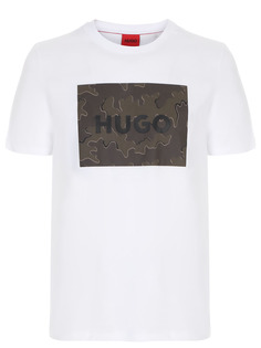 Футболка хлопковая с принтом Hugo