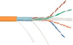 Кабель витая пара F/UTP 6 кат. 4 пары NIKOLAN NKL 4240C-OR